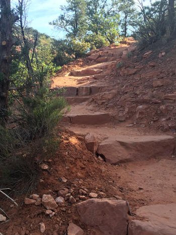 Well defined man made steps on Airport Lookout Summit Trail