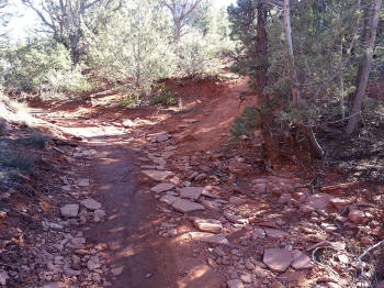 Trail follows the dry creek bed