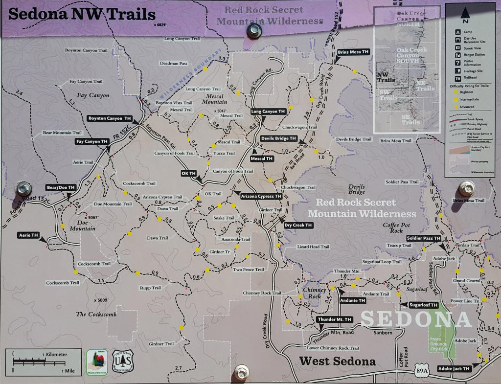 Map of Red Rock Secret Wilderness and Dry Creek