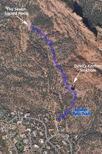 Seven Sacred Pools -- Aerial Map of Trail