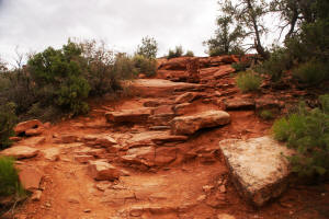 Rock steps at the beginning of the trail.