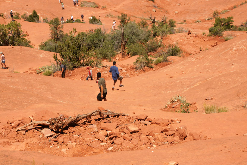 Hiking Down The Slide on Bell Rock