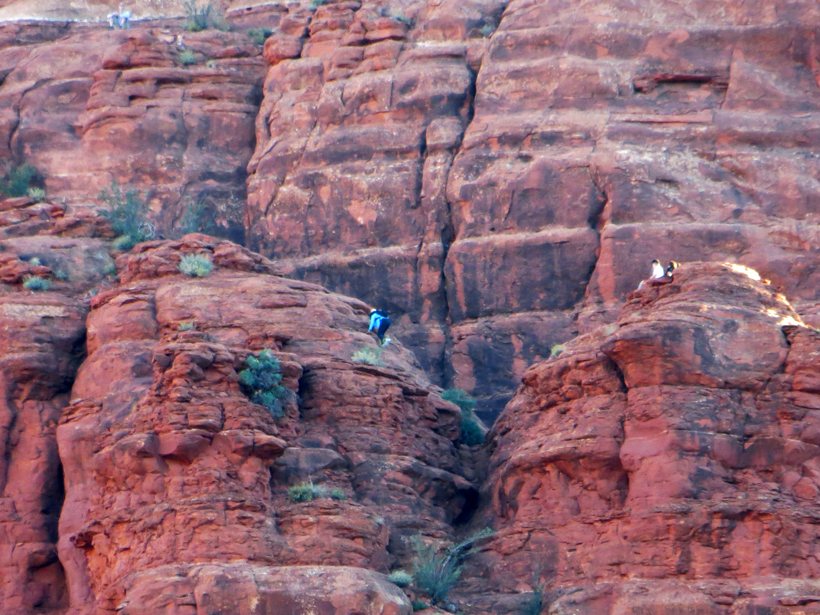 Hiker Climbing to the Top of the Eastern Spire.  