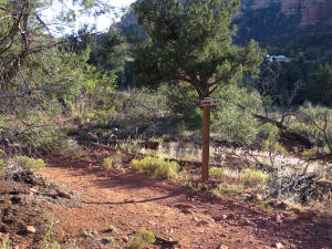 Trailhead for Phone Trail and View of Northern Bell Rock Parking Lot
