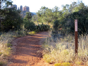 Looking Back (North) Along Bell rock Pathway. Note Cathedral Rock on the Horizon