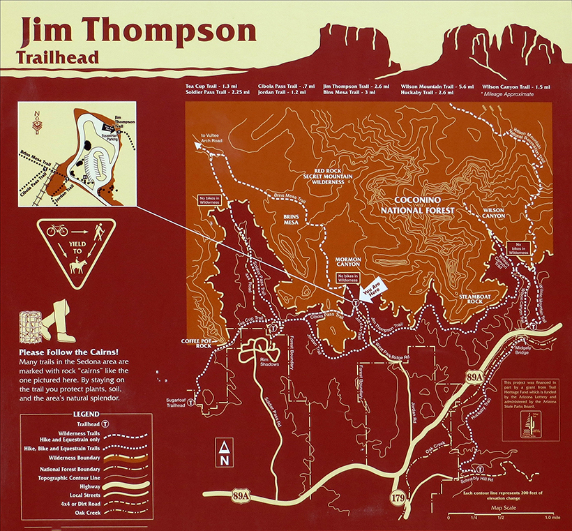 Brins Mesa and Jim Thompson Trail Sign