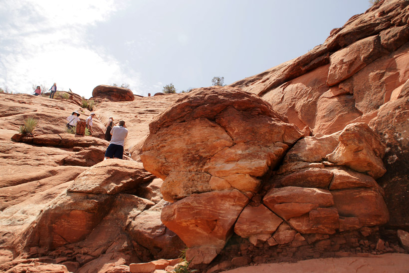 An Initial Climb Up A 5 Foot Wall Leads to a Plateau at the Base of the Crevice - Cathedral Rock Trail