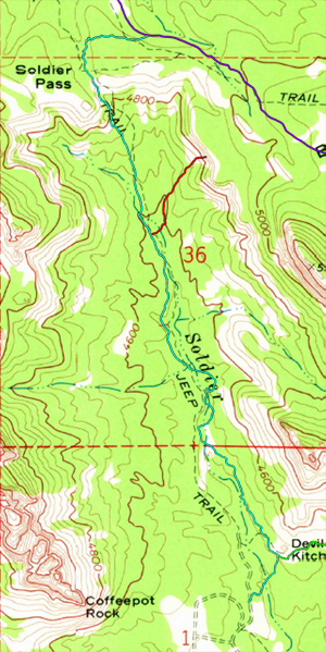 Topographic Map of Soldier Pass Trail